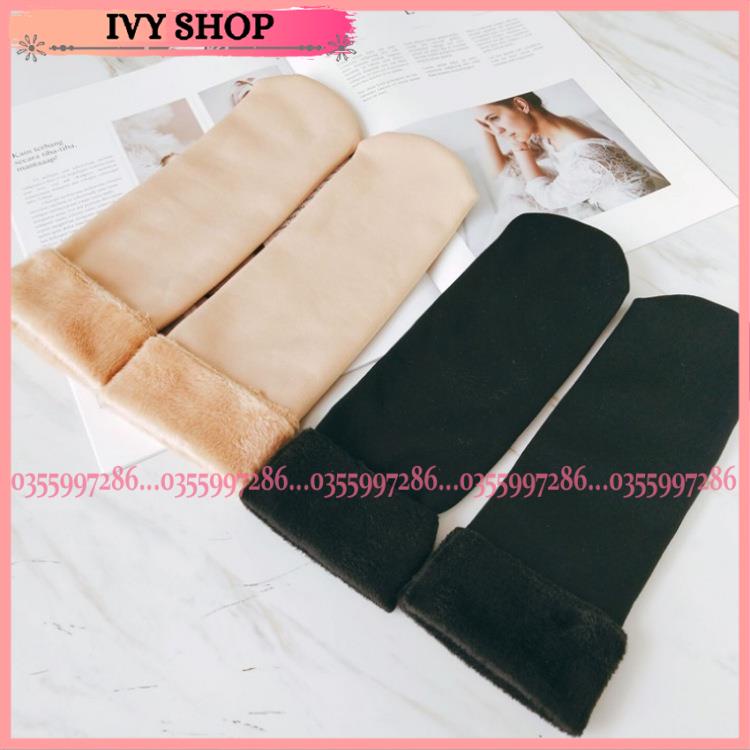 Tất chân lót lông Ngườ Lớn trẻ em giữ nhiệt siêu ấm - đen,da - Ivyshop