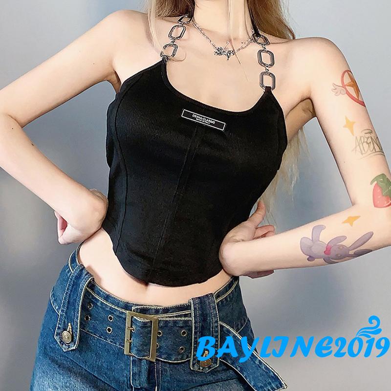 Áo Lửng Hai Dây Cổ Yếm Không Tay Hở Lưng Thời Trang Mùa Hè Dành Cho Nữ