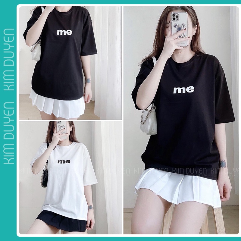 Áo Thun In Chữ Me Áo Thun Tay Lỡ Form Rộng Unisex 38-65kg Nam Nữ Phong Cách Ullzang