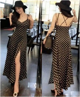 ĐẦM MAXI CHẤM BI XẺ TÀ