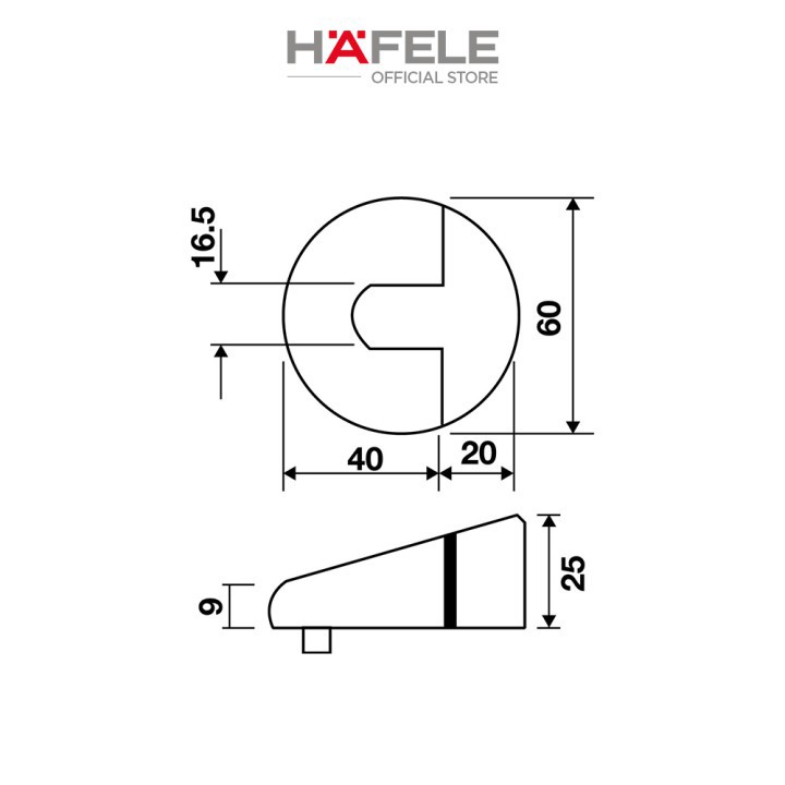 Chặn cửa HAFELE 489.70.260 chính hãng - màu Nikel mờ