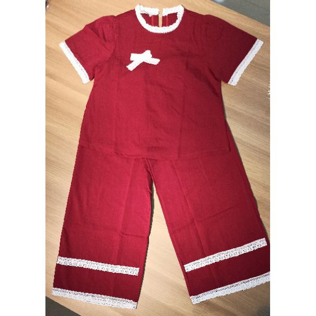 🍀🍀Set Đồ Bộ Mặc Nhà Phối Ren - Vải Lụa Tuyết Cao Cấp - Vải Dày Dặn - 8 Màu - Form Quần Ống Rộng Sang Chảnh Màu đỏ | BigBuy360 - bigbuy360.vn