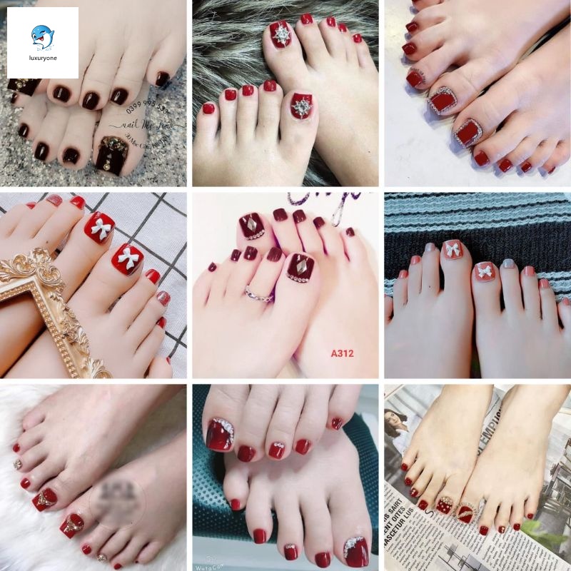 Móng chân giả kèm keo belly bộ 24 móng chân giả