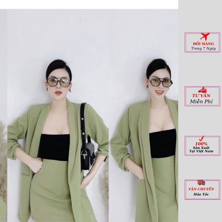 set áo vest nữ chân váy chữ a công sở kiểu dáng hàn quốc màu trắng xanh nâu hàng cao cấp phong cách YoLo-Fashion