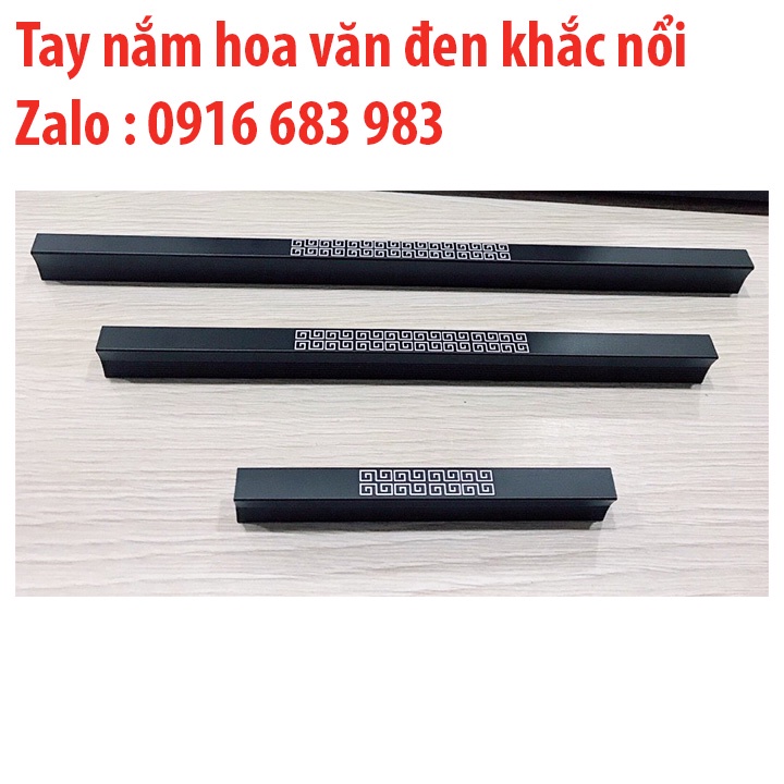 Tay Nắm tủ khắc hoa văn đen sang trọng,Tay Nắm Tủ Áo, Ngăn Kéo, hợp kim dày dặn phủ sơn tĩnh điện