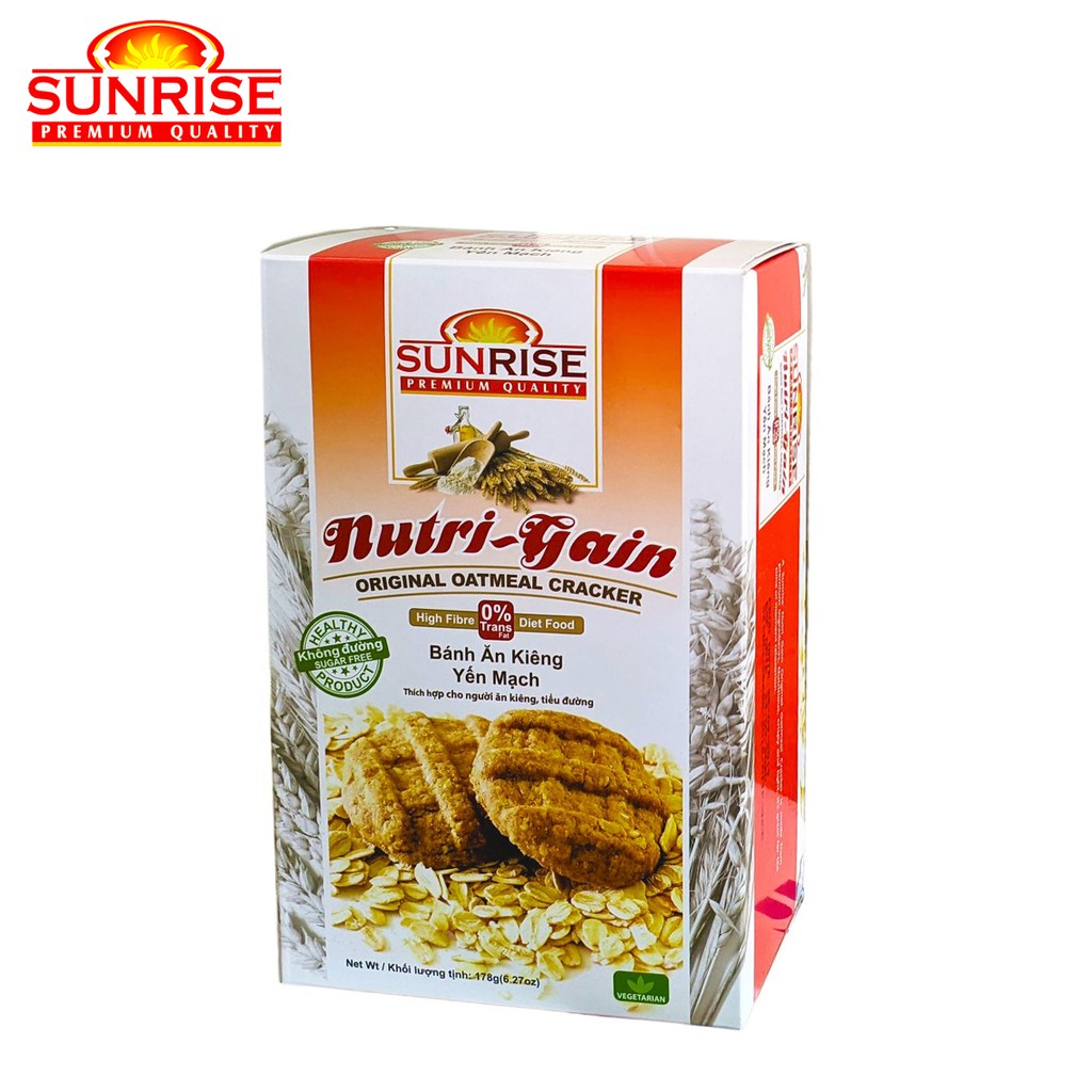BÁNH ĂN KIÊNG YẾN MẠCH ORIGINAL OATMEAL CRACKERS NUTRI GAIN SUNRISE 178 GRAM