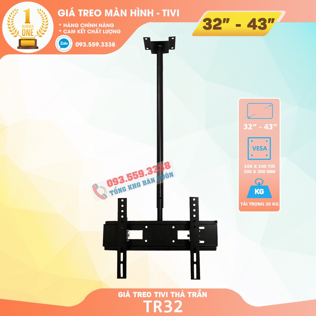 Giá treo tivi thả trần TR32 32 - 43 inch - Giá Treo Tivi Ngược Trần Thép Sơn Tĩnh Điện - Độ dài 1.5 mét