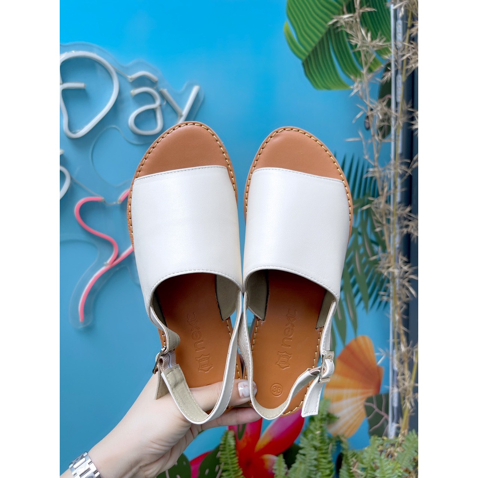 GIÀY SANDAL NỮ ĐẾ TRỆT BẢN NGANG DA THẬT ÊM CHÂN VNXK