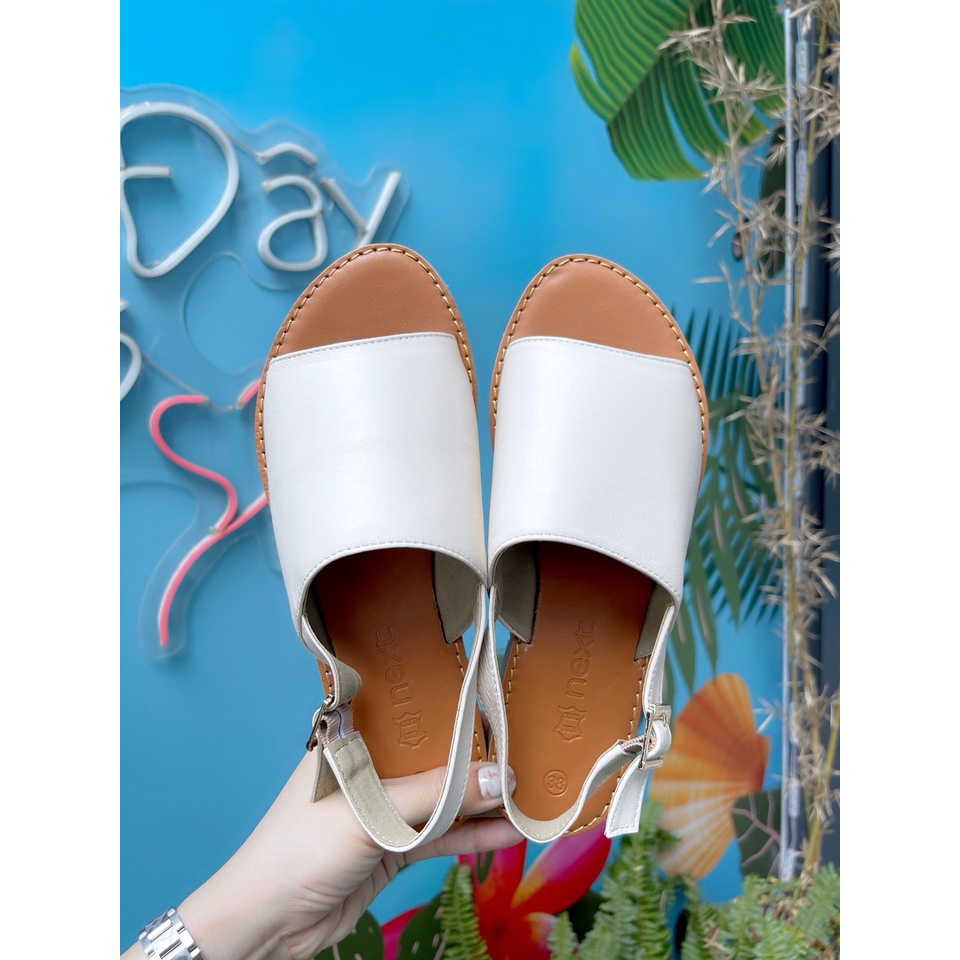 GIÀY SANDAL NỮ ĐẾ TRỆT BẢN NGANG DA THẬT ÊM CHÂN VNXK