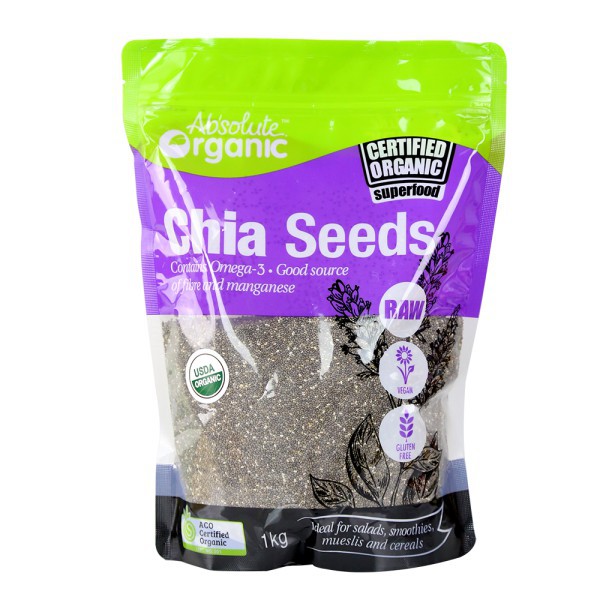 Hạt Chia Úc Absolute Organic Chia Seed 1kg (mẫu mới)