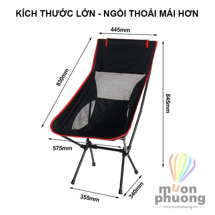 [FRSHIP 70K] Ghế xếp dã ngoại cắm trại câu cá du lịch mặt trăng size lớn có tựa đầu - MUÔN PHƯƠNG SHOP