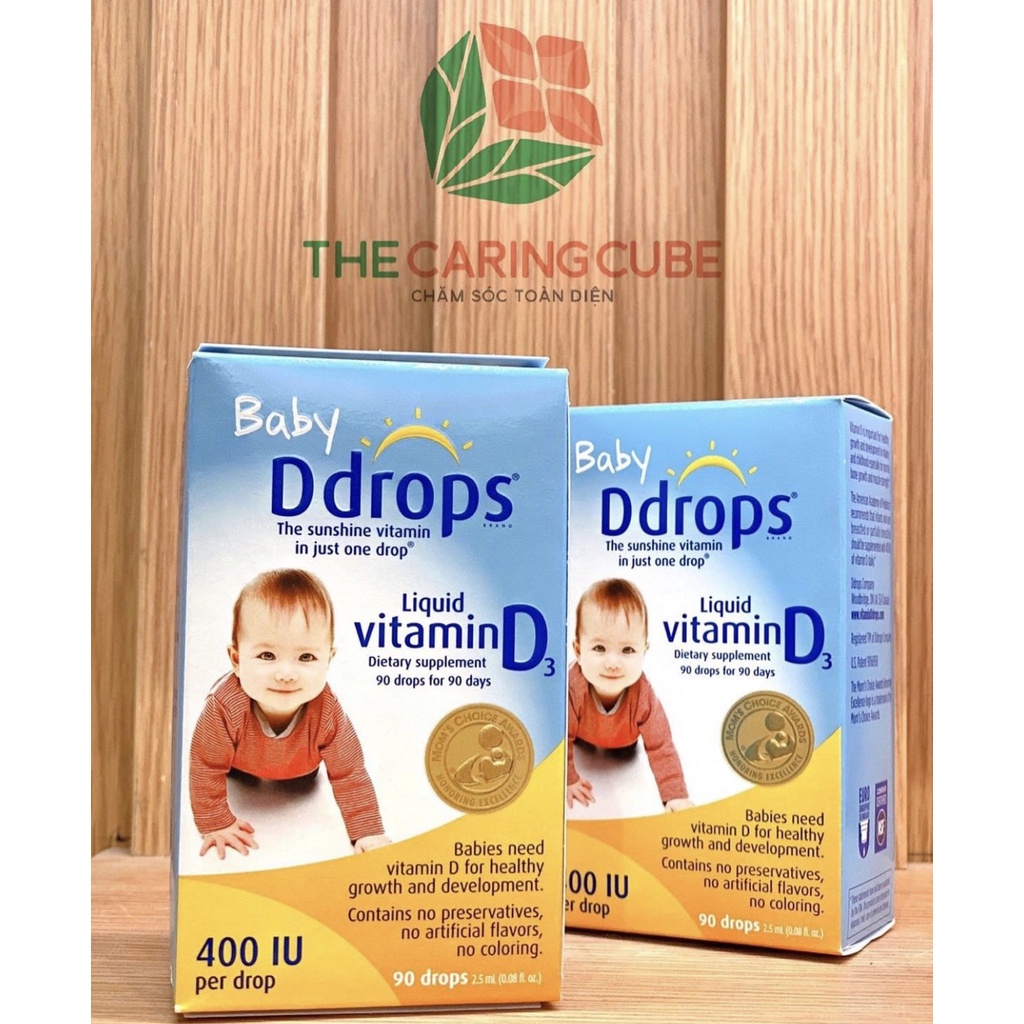 Vitamin Baby Ddrops D3 cho trẻ sơ sinh 90 giọt chính hãng của Mỹ - The Caring Cube