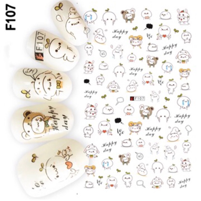 BỘ 2 TẤM STICKER DÁN MÓNG TAY CARTOON
