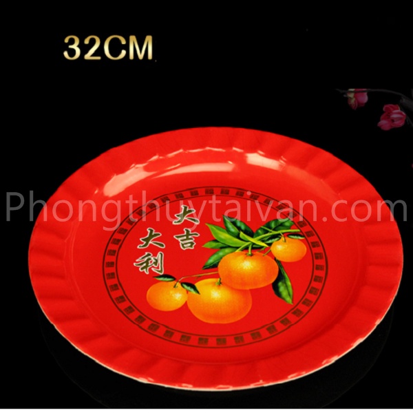 Dĩa Trái cây Đỏ bàn thờ Bẹt,không Đế tiện lợi(15cm,20cm, 26cm,29cm)