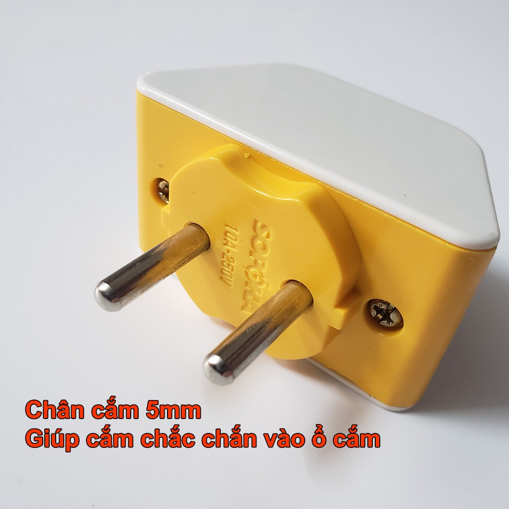 Phích chia ổ cắm điện 3 chạc, 3 ngả thông minh tiết kiệm không gian