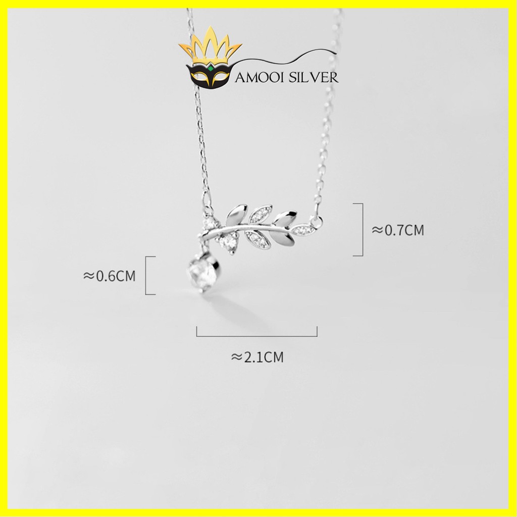 Dây chuyền bạc S925 lá nguyệt quế đính đá - Amooi Silver AD99