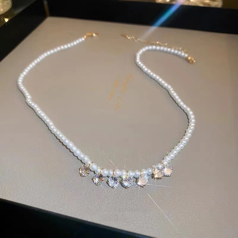 Vòng cổ Ngắn Đính Ngọc Trai Zircon Sang Trọng Thanh Lịch Dành Cho Nữ