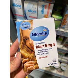 Viên uống đẹp da và móng, kích thích mọc tóc Biotin Mivolis 5 mg N