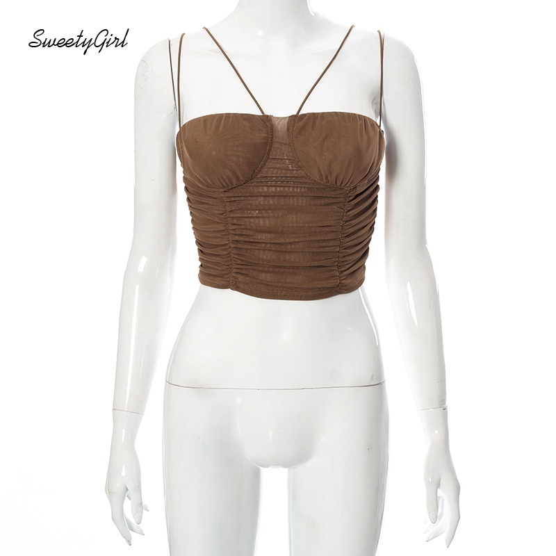 Áo tank top hai dây hở lưng dáng ôm màu sắc ngọt ngào quyến rũ cho nữ