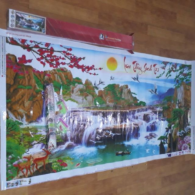 Tranh đính đá lưu thủy sinh tài y8056 2mx98