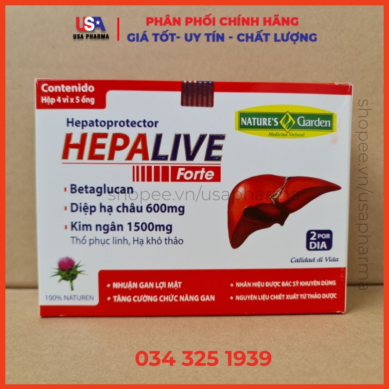 Hepalive Thanh nhiệt, giải độc gan, mát gan, tăng cường chức năng gan - Hộp 20 ống bẻ