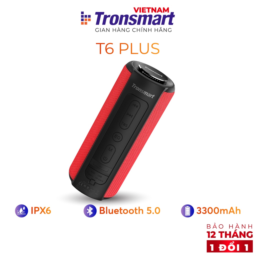 Loa Bluetooth 5.0 Tronsmart Element T6 Plus/ Upgraded 40W Âm thanh vòm - Hàng chính hãng - Bảo hành 12 tháng 1 đổi 1