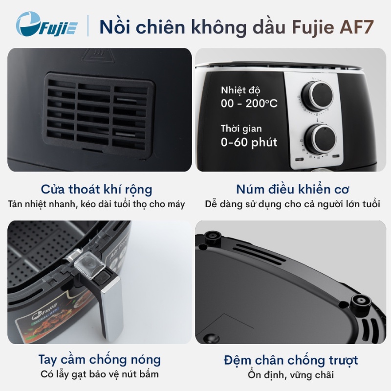 Nồi chiên không dầu FujiE AF7 - 7.5L - Hàng chính hãng - Bảo hành 24 tháng