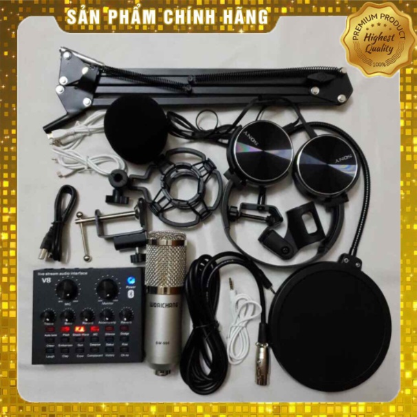 [Mã ELHACE giảm 4% đơn 300K] CHỌN BỘ THU ÂM KARAOKE MIC BM 900-SOUND CARD V8 có BLT tặng kèm tai ốp