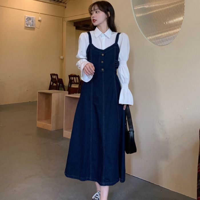 Đầm Yếm Jeans Thời Trang Hàn Quốc Xinh Xắn Cho Nữ