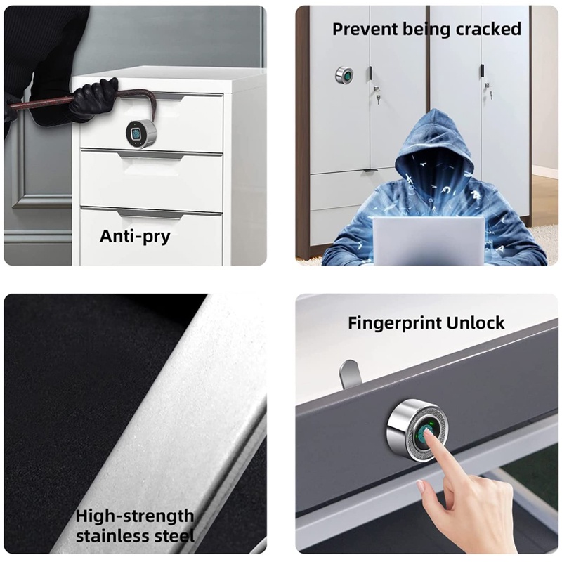 Ổ Khóa Vân Tay Thông Minh Bằng Hợp Kim Kẽm Không Chìa Khóa 30MM 15 Nút Có Thể Sạc Lại Dành Cho Phòng Gym/Văn Phòng