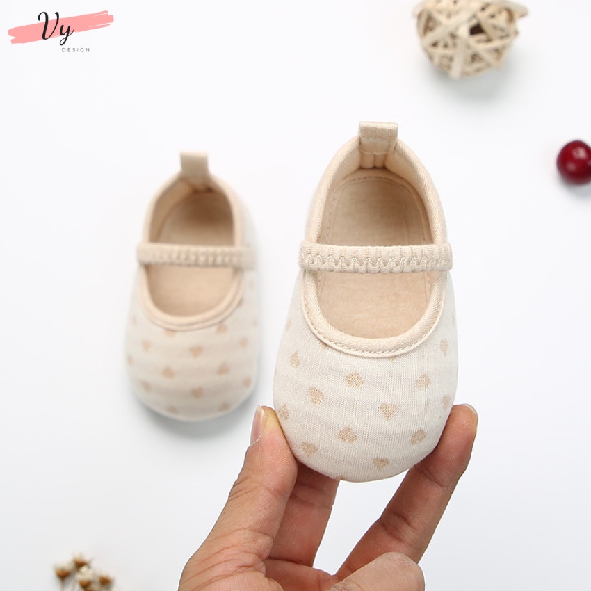 Giầy Tập Đi Cho Bé VY DESIGN. Giầy Cho Bé Sơ Sinh 0 12 Tháng Chống Trượt, Êm Mềm, Chất Liệu Cotton Tự Nhiên