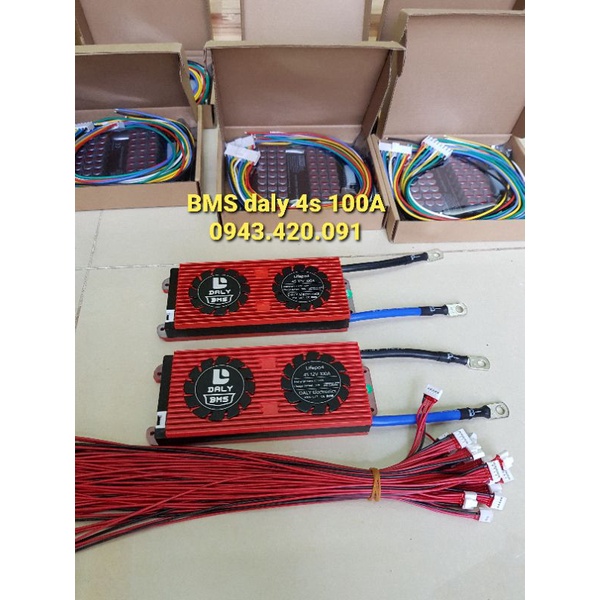Mạch BMS Daly bảo vệ sạc, xả pin hệ 12v, 24v, 48v dòng 100A