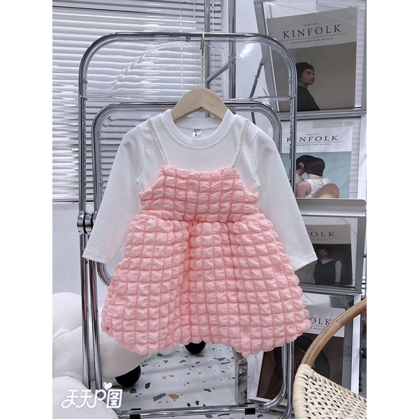 Váy đầm công chúa dài tay cho bé, váy tiểu thư thời trang thu đông cho bé từ 8-20kg