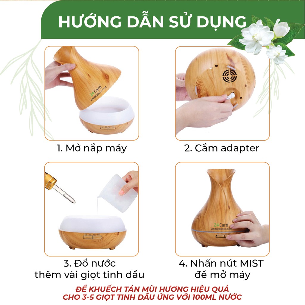 Máy Khuếch Tán Tinh Dầu Tulip Cao Cấp (Có remote) + Tặng Tinh Dầu Sả Chanh Đuổi Muỗi 10ml Thơm Mát 100% Thiên nhiên