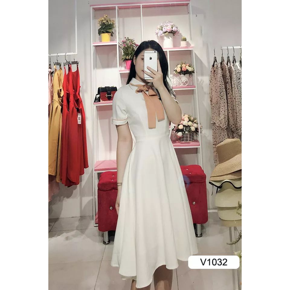 Đầm Nữ Xòe Dự Tiệc Cột Nơ Cổ Thời Trang | BigBuy360 - bigbuy360.vn