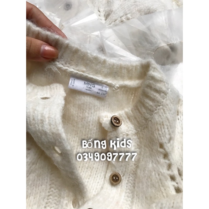 Áo Cardigan Bé Gái Cúc Gỗ Be Sữa MG