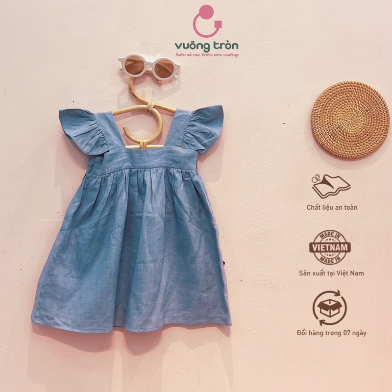 Váy bé gái dáng xuông cao cấp Vuông Tròn VT100 , chất liệu linen thoáng mát cho bé 1-6 tuổi