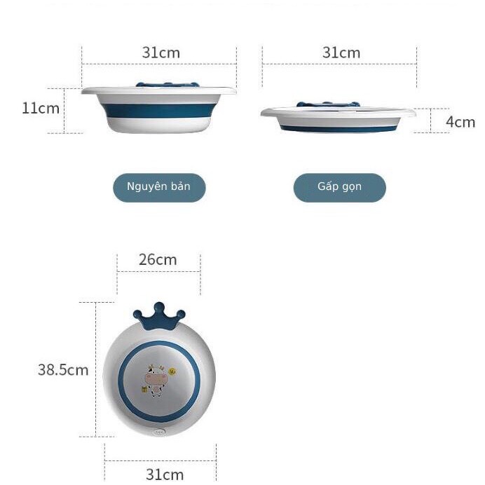 Chậu rửa mặt vương miện gấp gọn tiện lợi