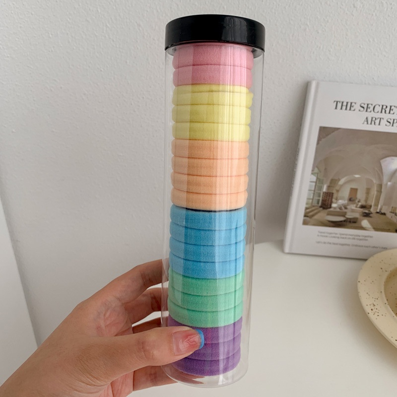 Dây Buộc Tóc NOVSET Cột tóc Nhiều Màu Sắc Trơn Kèm Ông Đựng Trong Suốt  SET 20 CHUN [ MÃ C801 ]