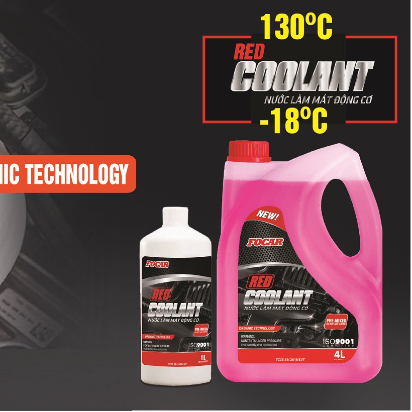 Nước làm mát động cơ ô tô FOCAR RED Coolant 1L