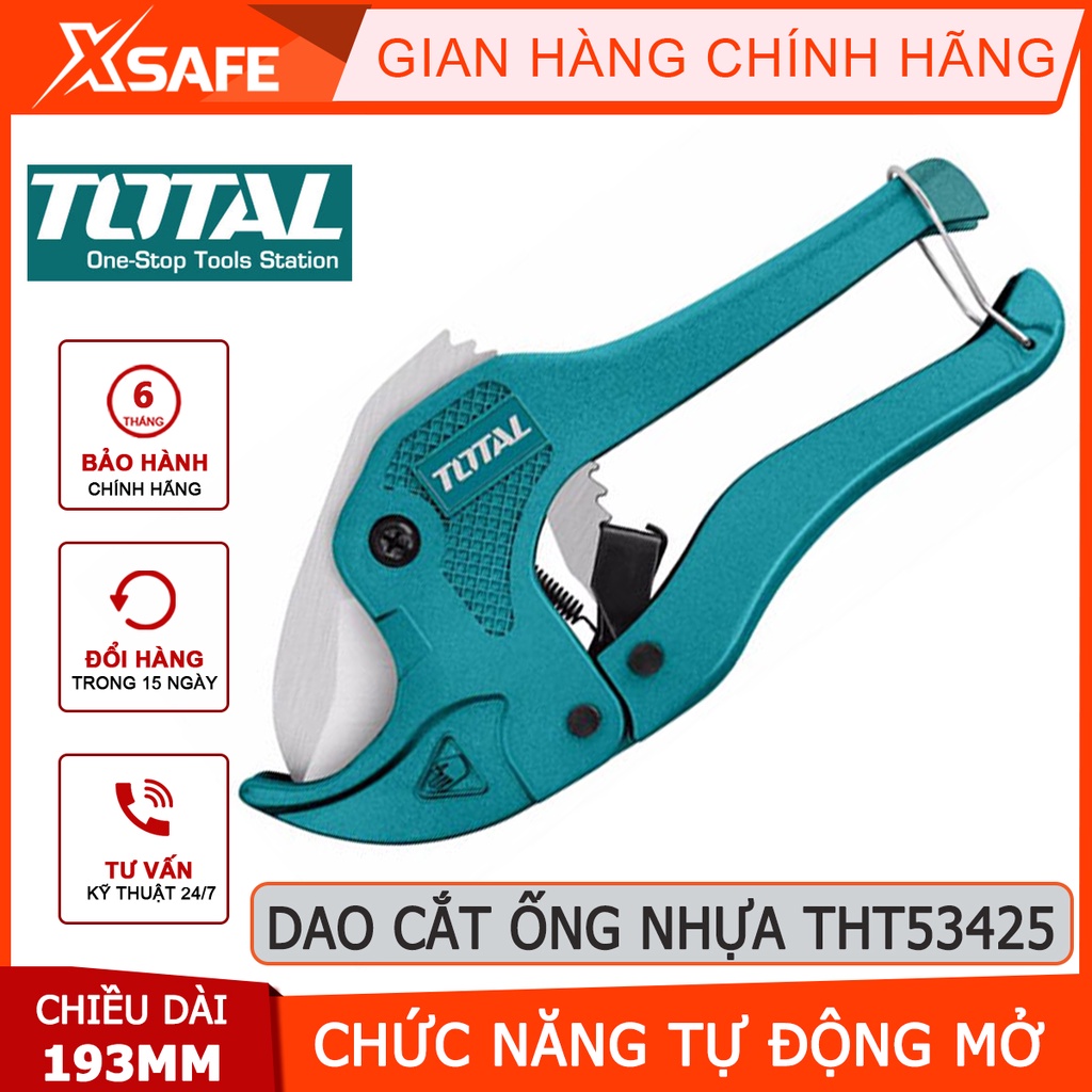 Dao cắt ống nhựa PVC TOTAL THT53425 | kéo cắt ống pvc Chiều dài 193mm, Đường kính cắt 3-42mm, thiết kế nhỏ gọn