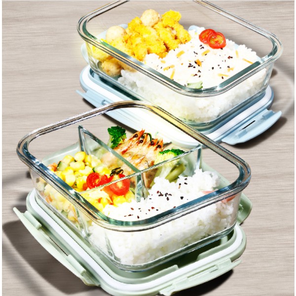 Combo 2 hộp cơm thủy tinh cao cấp 960ML+680ML, Hộp đựng thức ăn thủy tinh