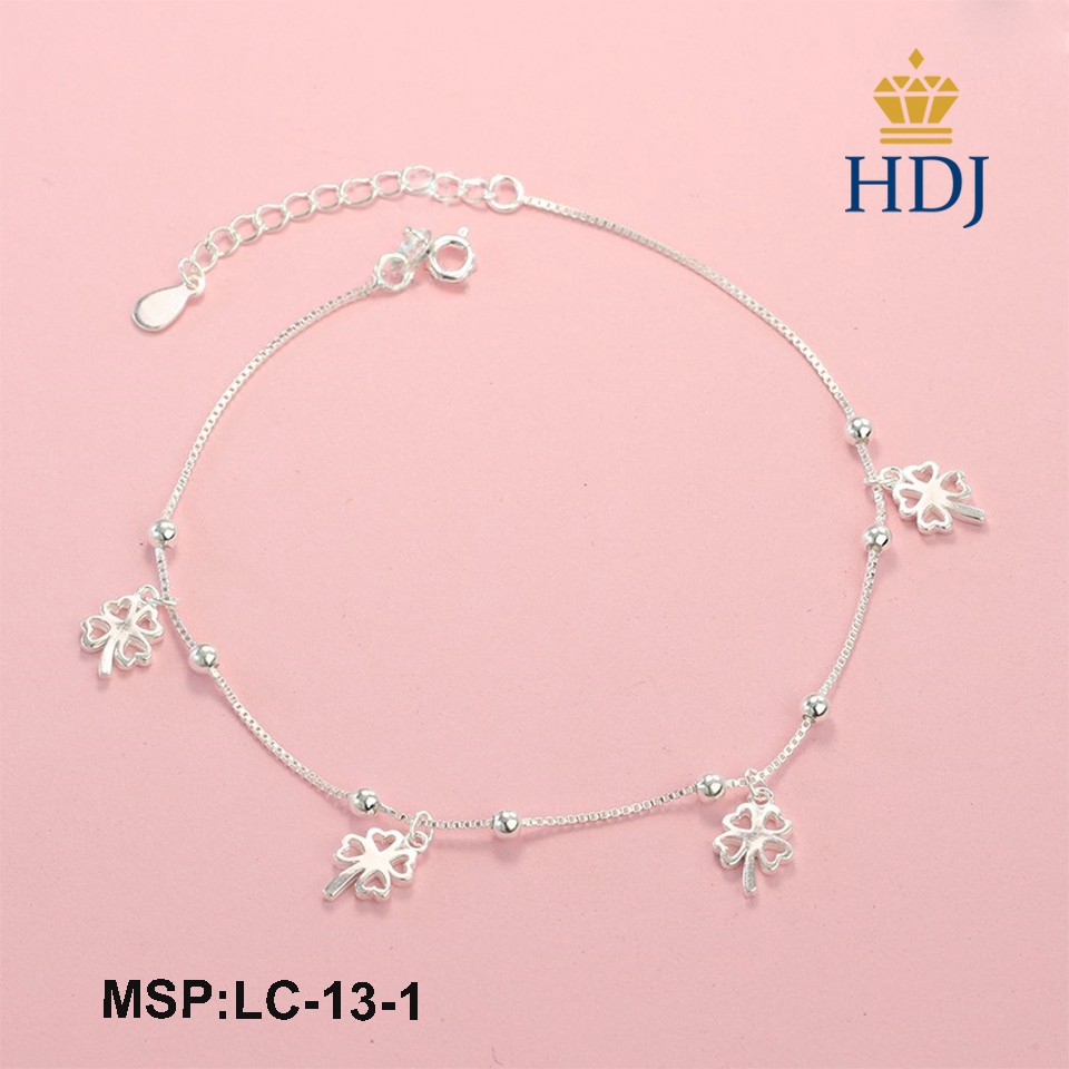 Vòng Đeo Chân bạc nữ đẹp họa tiết hình cỏ 4 lá đẹp trang sức cao cấp HDJ mã LC-13-1 | BigBuy360 - bigbuy360.vn