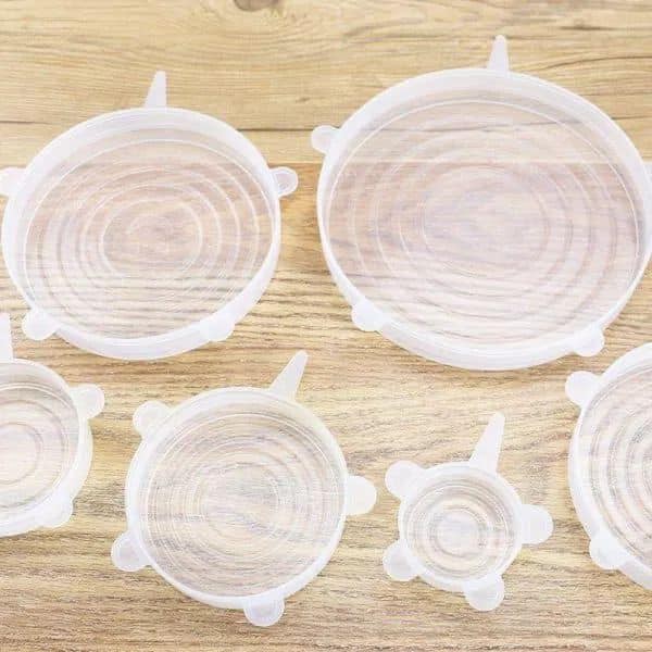 Bộ 6 nắp đậy silicon bọc thức ăn thay thế màng bọc thực phẩm.