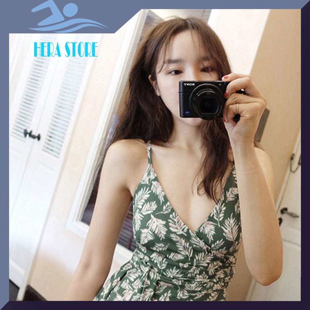 Bikini tắm biển một mảnh lá xanh, buộc eo STORE HERA BKN08