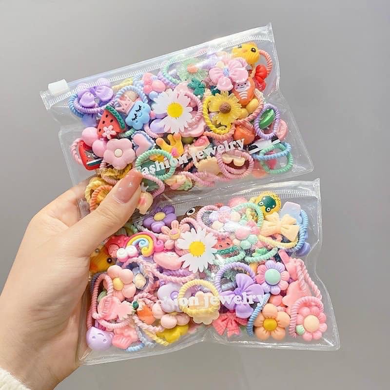 Set 10 Dây Buộc Tóc Họa Tiết Hoạt Hình Phong Cách Hàn Quốc Dễ Thương Cho Bé Gái