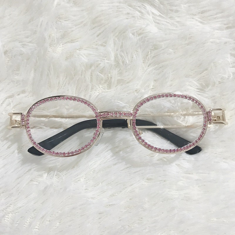 Kính Mát Gọng Tròn Đính Đá Phong Cách Retro 2019 Thời Trang