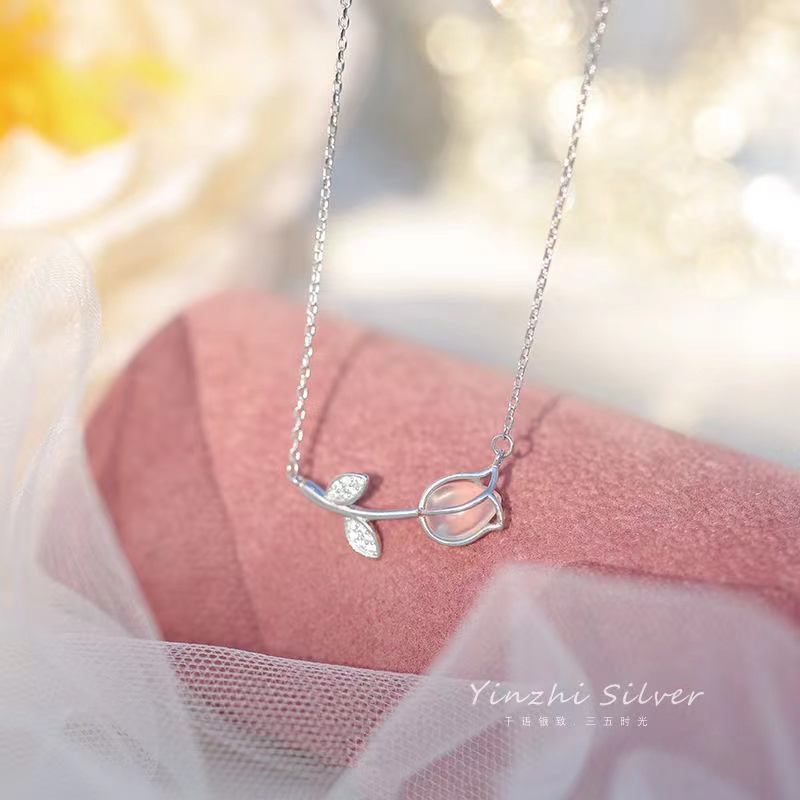 Vòng cổ choker IF YOU màu vàng / bạc mặt hoa tulip thanh lịch cho nữ