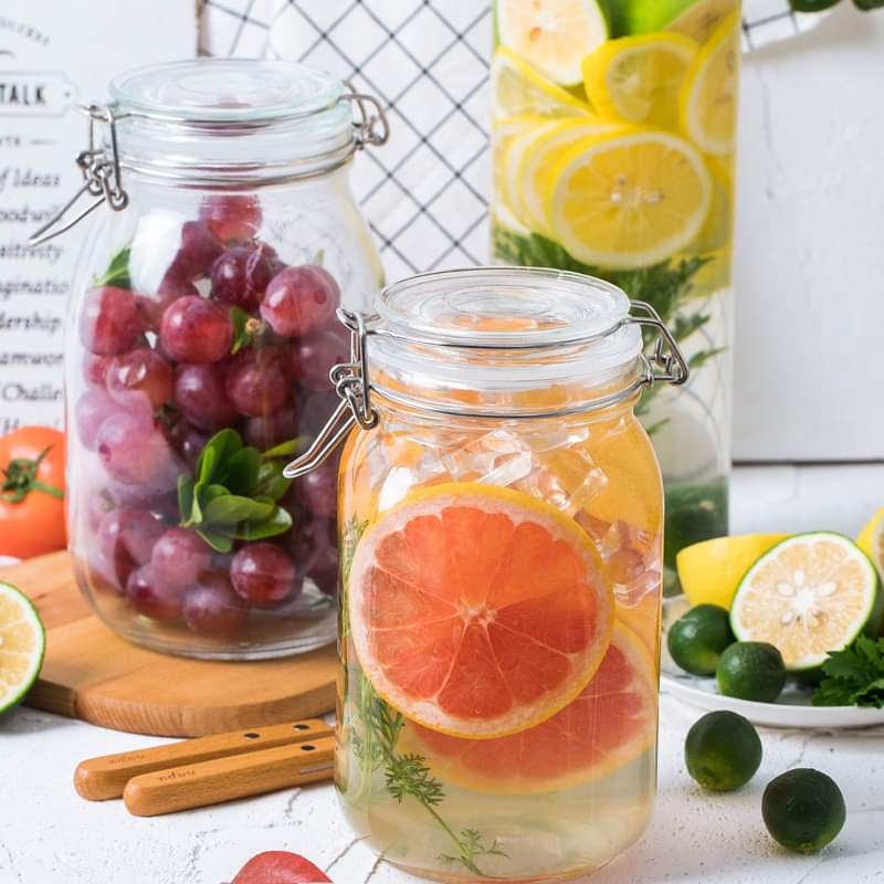hủ thủy tinh 1500ml nắp gài thân vuông đựng gia vị