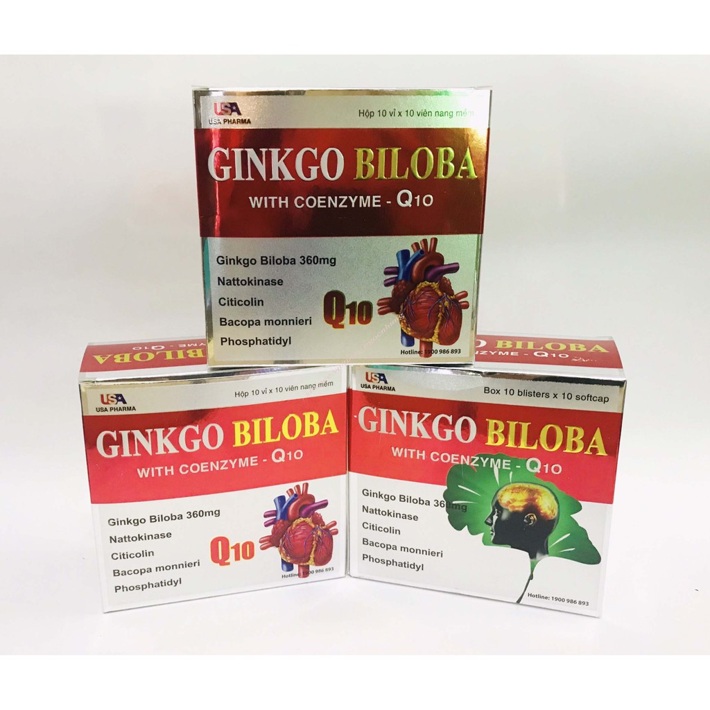 Viên uống bổ não GINKGO BILOBA 360mg giúp giảm đau đầu, chóng mặt, mất ngủ, tăng cường trí nhớ (100 viên/hộp) // MẪU ĐỎ